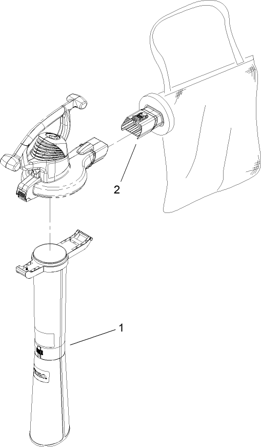 Bag And Tube Assembly Diagram and Parts List for 51593 (314000001 - 314999999)(2014) Lawn Boy Leaf Blower / Vacuum